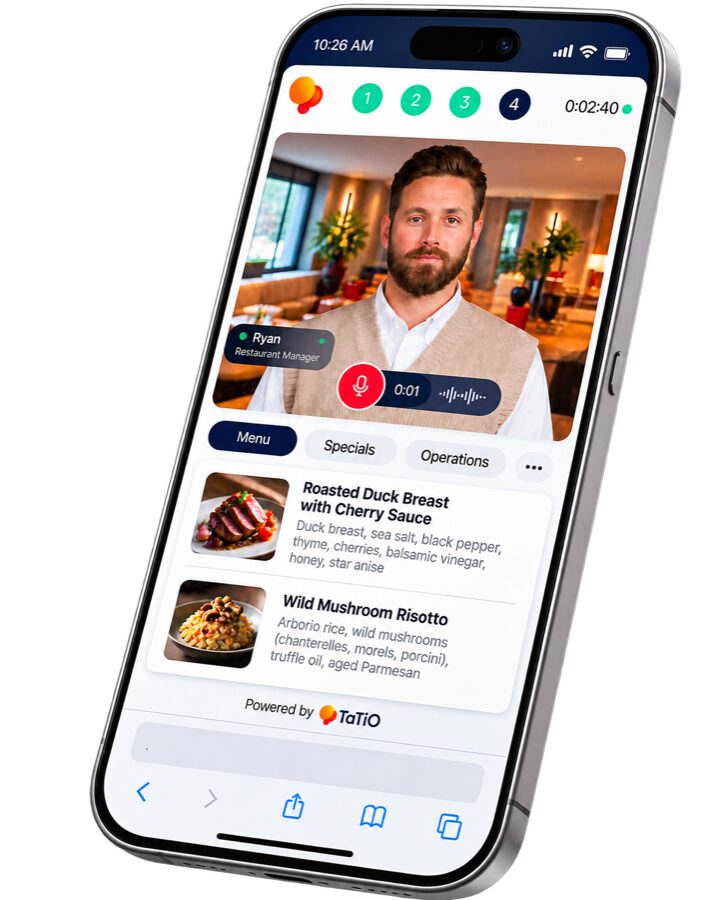 TaTiO hospitality job simulation displayed on a mobile phone