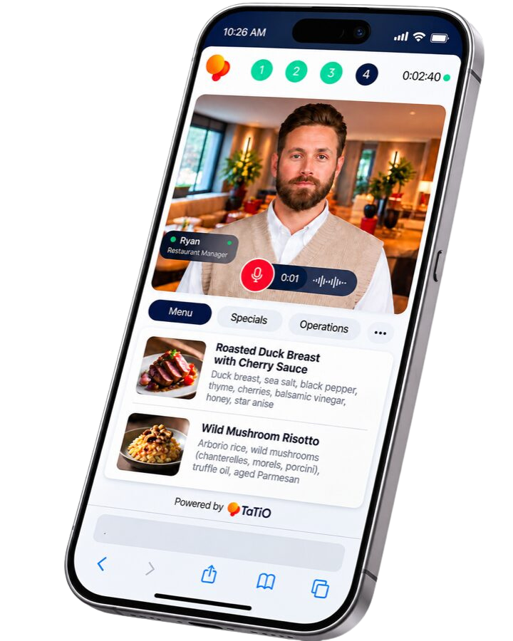 TaTiO hospitality job simulation displayed on a mobile phone